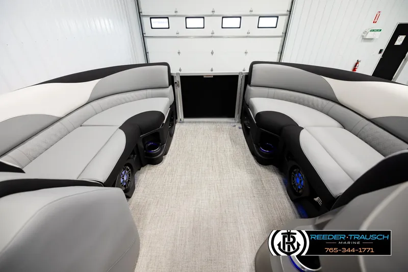 Slide: The Image of Luxurious interior of 2026 Avalon LSZ QLS pontoon boat with plush seating. - 18
