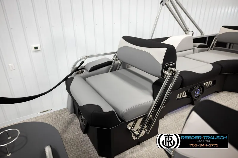 Slide: The Image of 2026 Avalon LSZ QLS boat interior with modern seating and sleek design. - 32