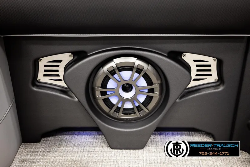 Slide: The Image of Speaker system in 2026 Avalon LSZ QLS boat interior with illuminated design. - 50