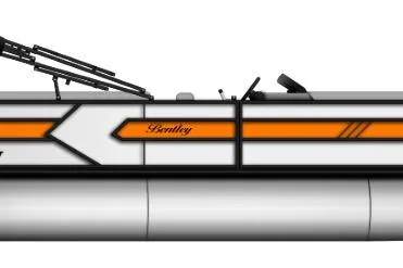 Slide: The Image of 2026 Bentley Pontoons Bolt 223 with sleek orange and white design. - 11
