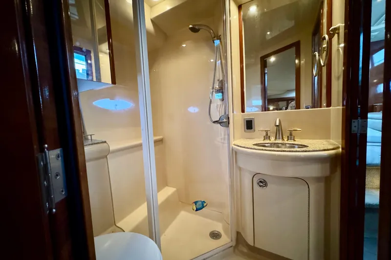 Slide: The Image of Luxurious bathroom in 2007 Meridian 459 Motoryacht with shower and sink. - 16