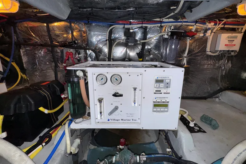 Slide: The Image of Engine room of 2007 Meridian 459 Motoryacht with Village Marine Tec. equipment. - 50