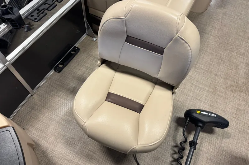 Slide: The Image of 2019 Sun Tracker Fishin' Barge 22 XP3 seat with Minn Kota trolling motor. - 5