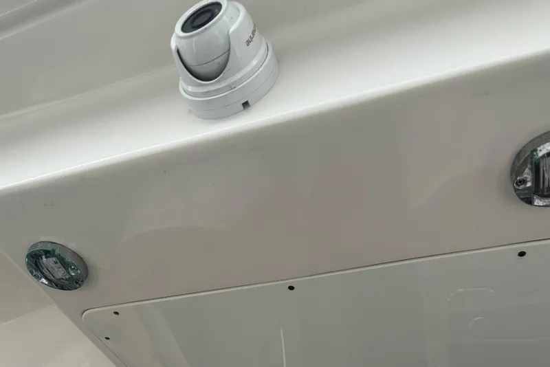 Slide: The Image of 2016 Searay Sundancer 370 boat detail with camera and fixtures. - 19