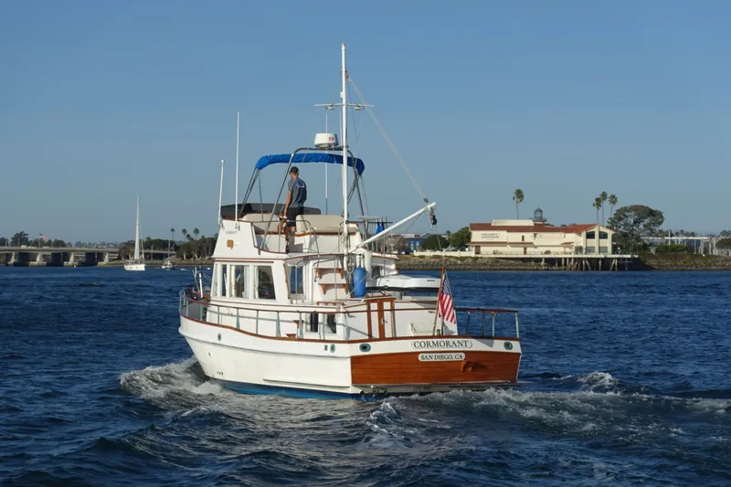 Slide: The Image of 1979 Grand Banks 36 Classic yacht cruising in San Diego waters. - 3