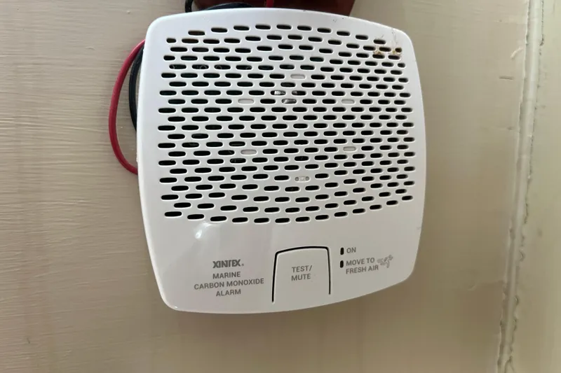 Slide: The Image of Marine carbon monoxide alarm on 1979 Grand Banks 36 Classic boat interior. - 68