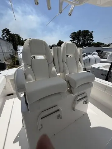 Slide: The Image of Luxurious seating on a 2026 Regulator 28 boat. - 4