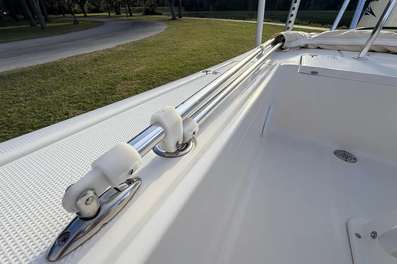 Slide: The Image of 2015 Pioneer 186 Cape Island boat interior with stainless steel railings. - 58