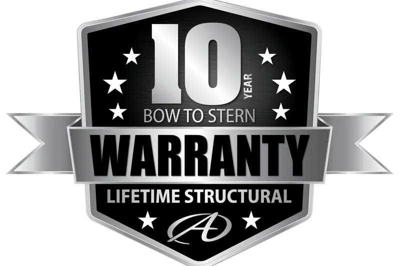 Slide: The Image of 10-year warranty badge for Avalon Platinum LSZ 2385 Cruise Rear Bench, 2026 model. - 13