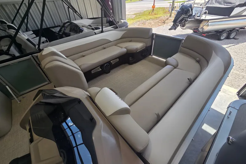 Slide: The Image of 2026 Avalon Platinum LSZ 2385 Cruise pontoon boat interior with luxurious seating. - 6