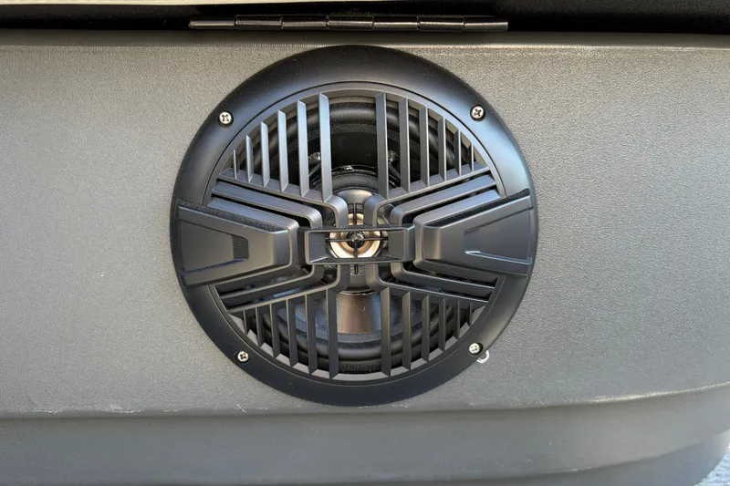 Slide: The Image of Close-up of a speaker on a 2026 Sun Tracker Bass Buggy 18 DLX boat. - 37