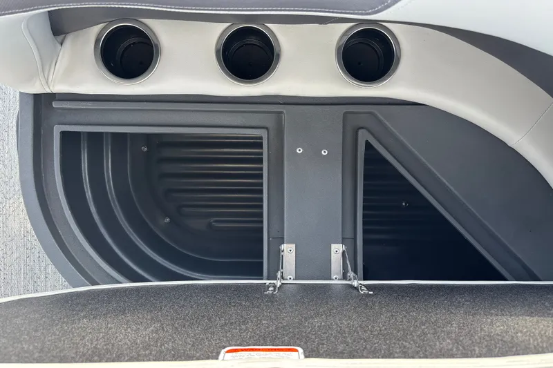 Slide: The Image of Interior storage compartment of 2026 Sun Tracker Bass Buggy 18 DLX pontoon boat. - 31