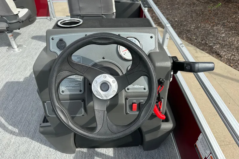 Slide: The Image of Steering console of 2026 Sun Tracker Bass Buggy 18 DLX pontoon boat. - 5
