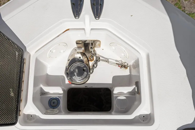 Slide: The Image of Anchor compartment of 2016 SeaHunter 41 Tournament with winch. - 18