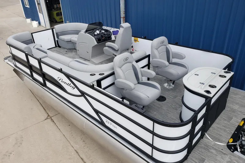 Slide: The Image of 2026 Bentley Pontoons Fish 223 N-Cruise, luxury pontoon boat with spacious seating and modern design. - 8