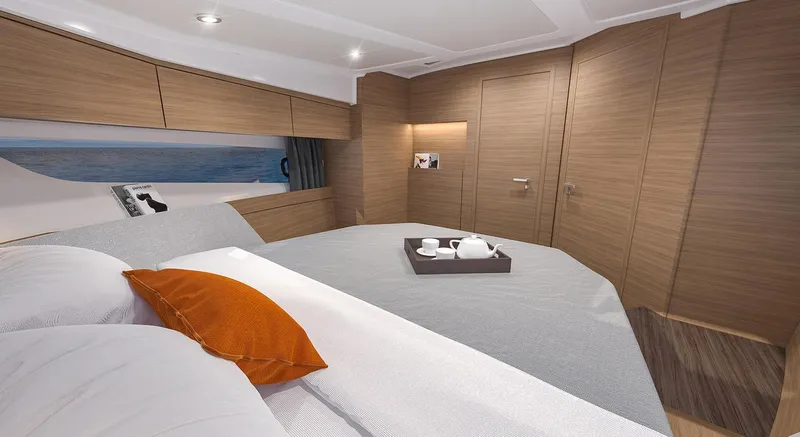 Slide: The Image of 2023 Beneteau Antares 11 boat interior with steering wheel and navigation system. - 4