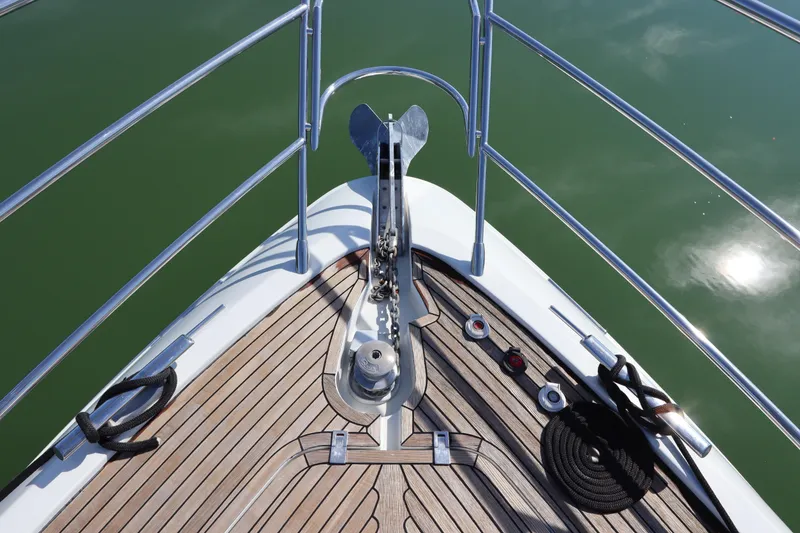 Slide: The Image of Bow of 2007 Azimut 62S yacht with anchor and teak deck. - 22
