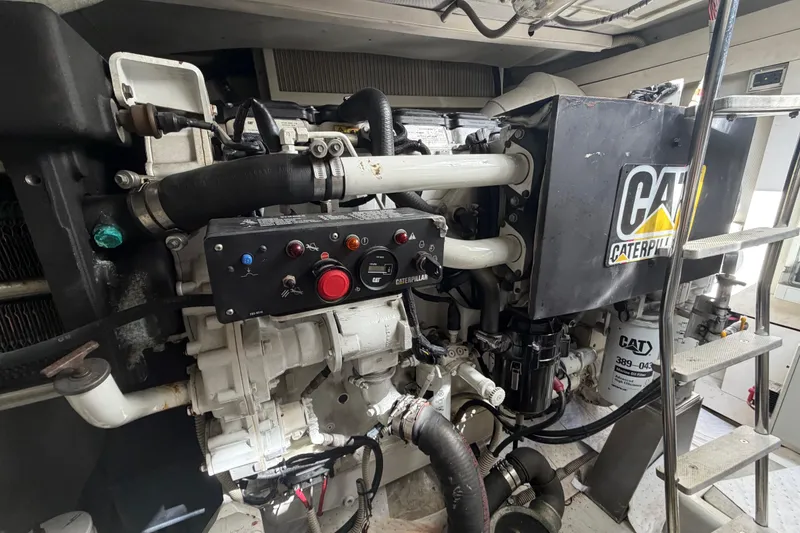 Slide: The Image of Engine room of a 2007 Azimut 62S yacht featuring a Caterpillar engine. - 8