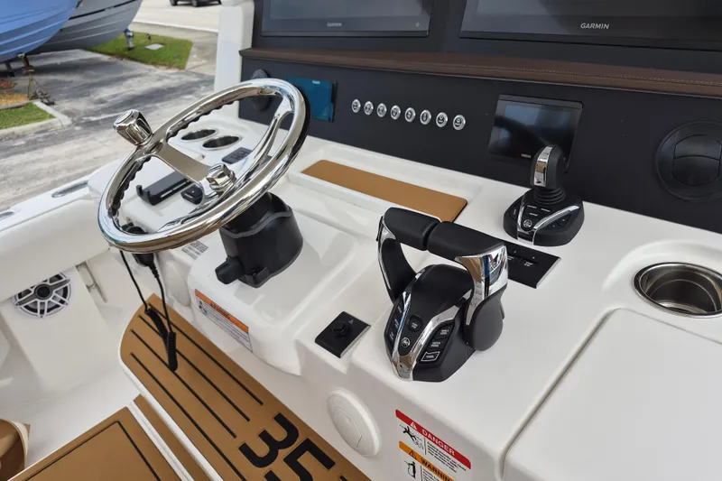 Slide: The Image of Control console of the 2026 Regulator 35 boat model. - 10