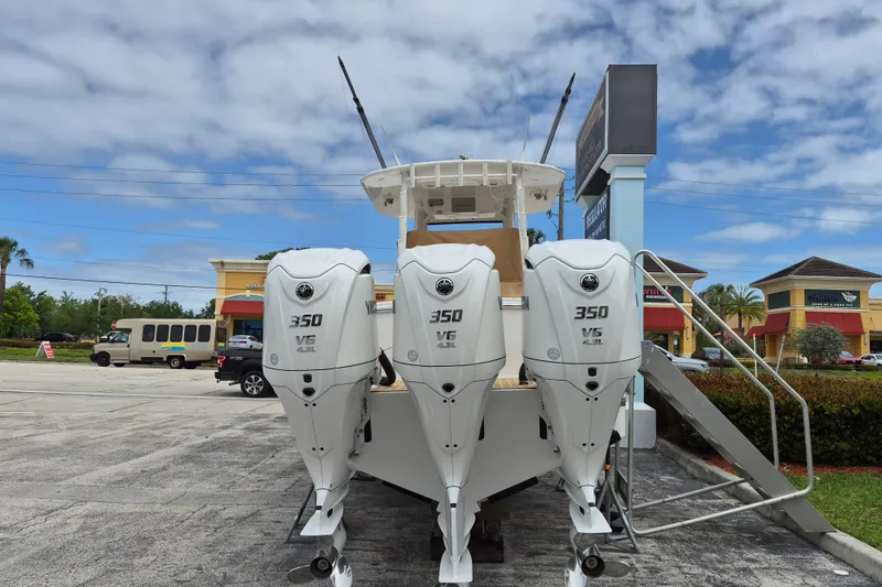 Slide: The Image of Regulator 35 boat 2026 with three 350 HP outboard engines. - 6