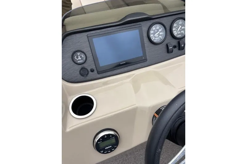 Slide: The Image of 2022 Veranda Vista 22RC dashboard with gauges and touchscreen display. - 17