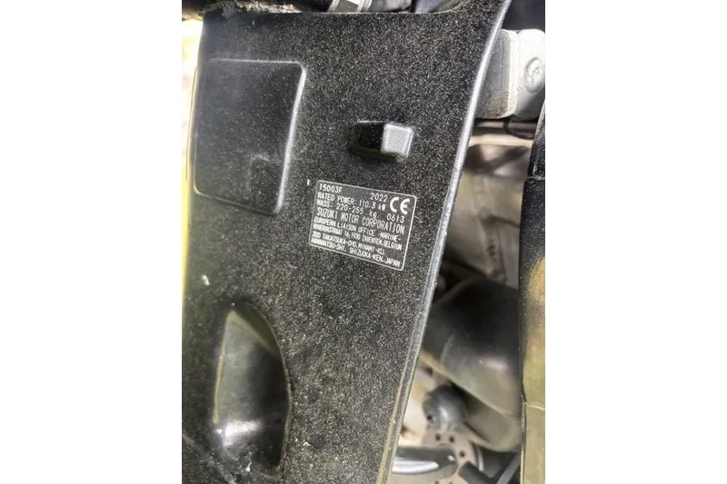 Slide: The Image of Close-up of a 2022 Veranda Vista 22RC engine label with specifications. - 24