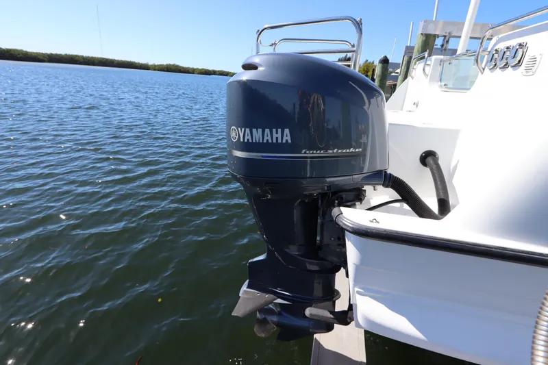 Slide: The Image of Yamaha four-stroke outboard motor on 2008 Glacier Bay 3080 Coastal Runner boat. - 12