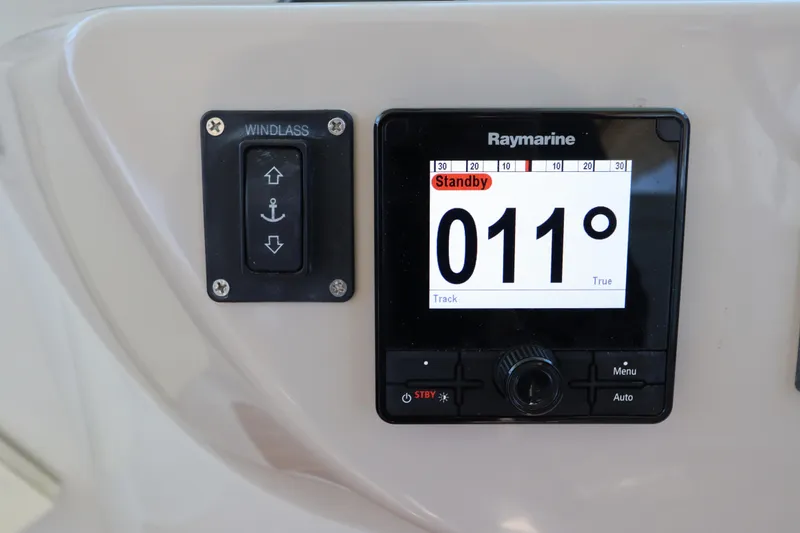 Slide: The Image of Control panel of 2008 Glacier Bay 3080 Coastal Runner with Raymarine display showing 011° heading. - 46