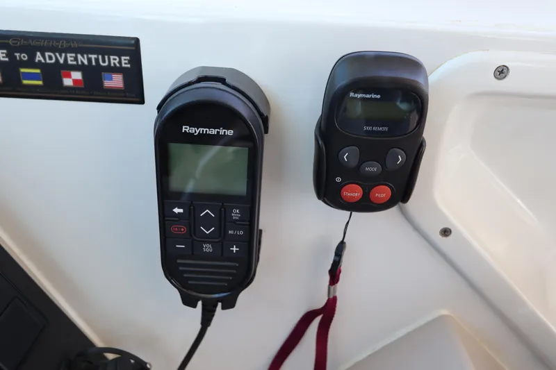 Slide: The Image of Raymarine controls on 2008 Glacier Bay 3080 Coastal Runner boat dashboard. - 47
