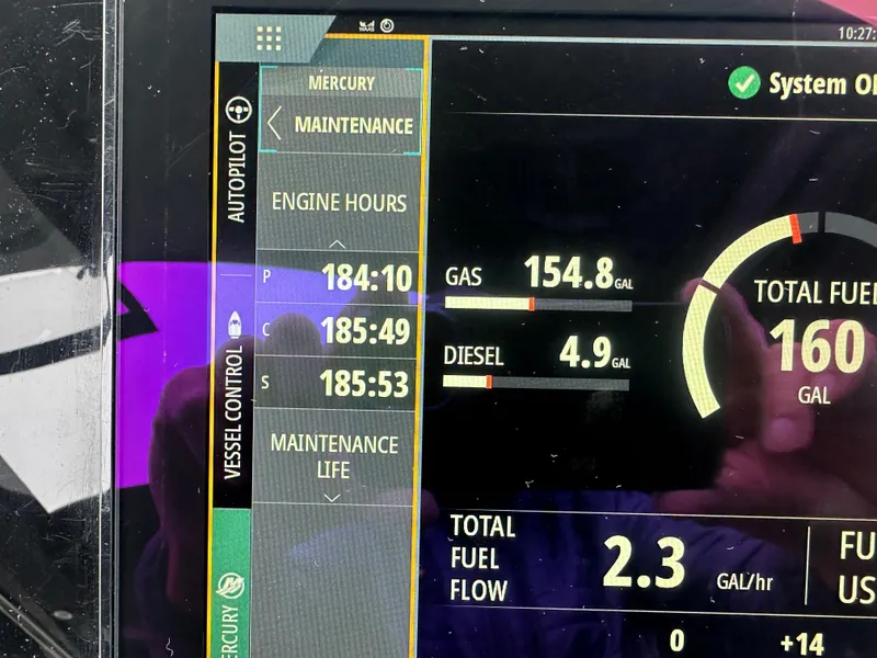 Slide: The Image of The display shows the yacht's fuel consumption and engine hours. - 6