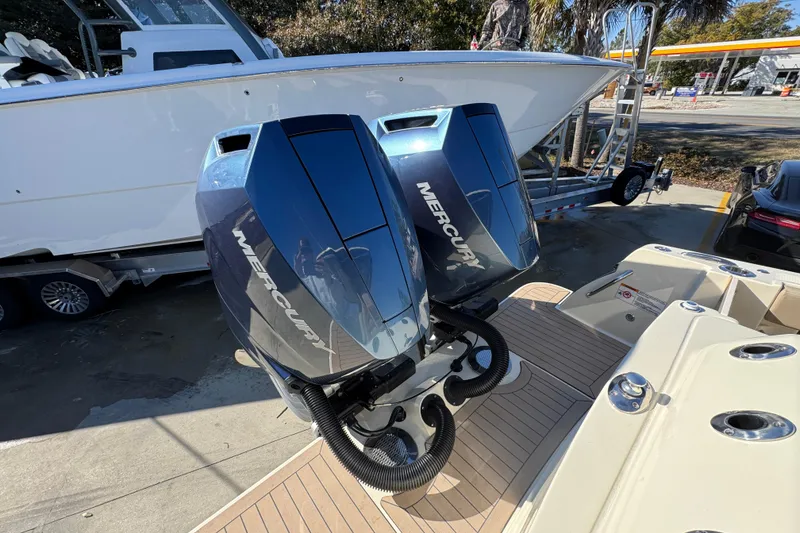 Slide: The Image of 2026 Chris-Craft Catalina 31 with dual Mercury outboard engines on display. - 50