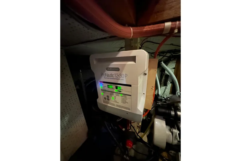 Slide: The Image of Battery charger in 1986 Present Yachts 35 MotorYacht engine room. - 29