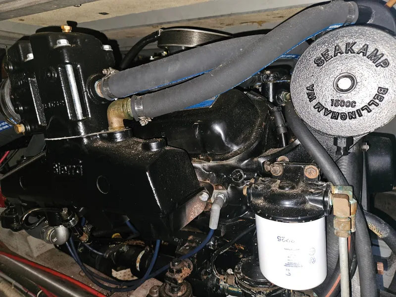 Slide: The Image of Engine of a 1978 Tollycraft 37 Sport Sedan with Seakamp components. - 39