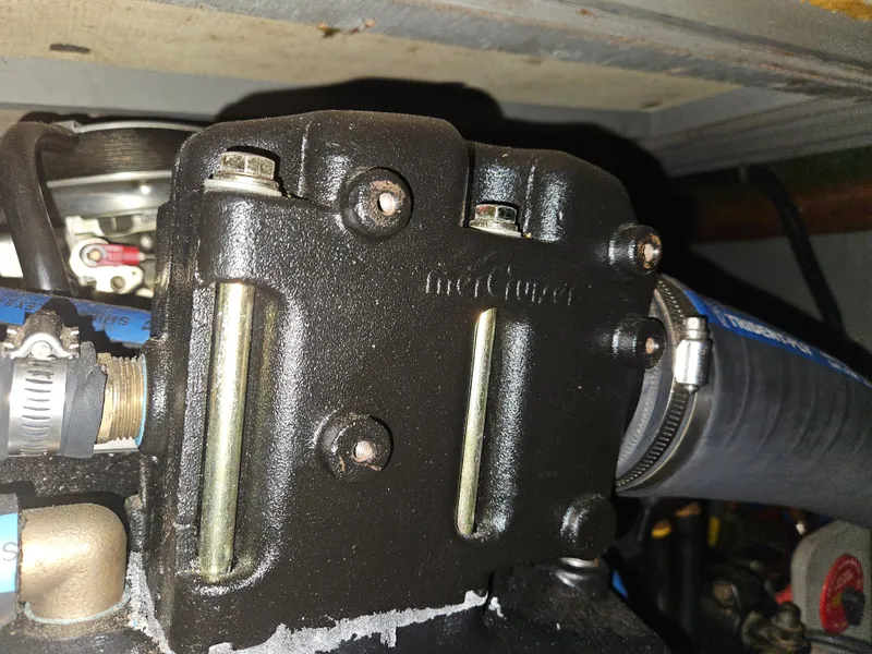 Slide: The Image of Close-up of a 1978 Tollycraft 37 Sport Sedan engine component. - 40