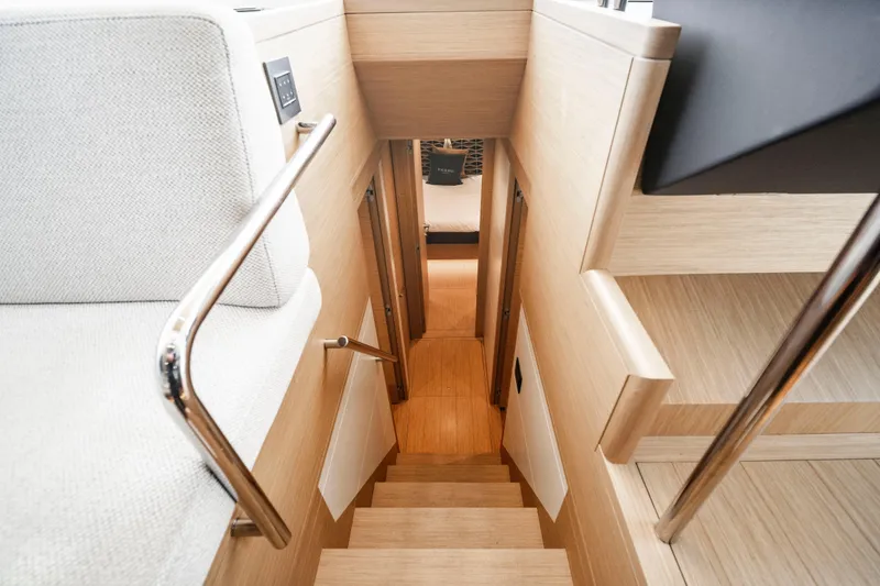 Slide: The Image of Luxurious interior of 2023 Pardo Yachts E60 with modern helm and panoramic windows. - 36