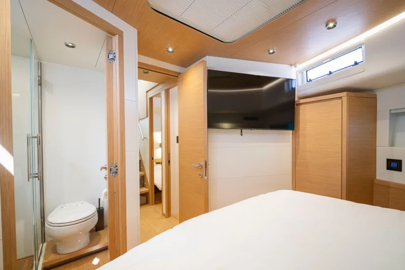 Slide: The Image of Luxurious bedroom interior of 2023 Pardo Yachts E60 with modern design and elegant decor. - 39