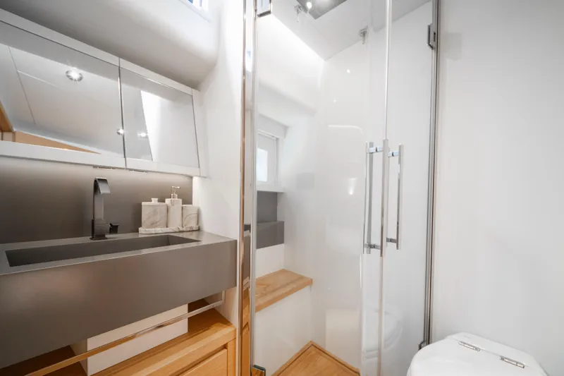 Slide: The Image of Luxurious interior of 2023 Pardo Yachts E60 featuring bedroom and bathroom. - 40