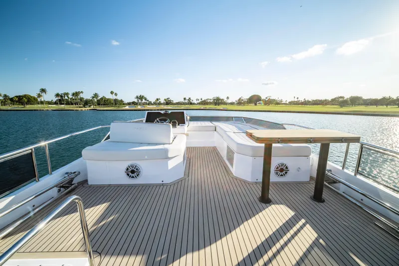 Slide: The Image of 2023 Pardo Yachts E60 deck with luxurious seating and ocean view. - 55