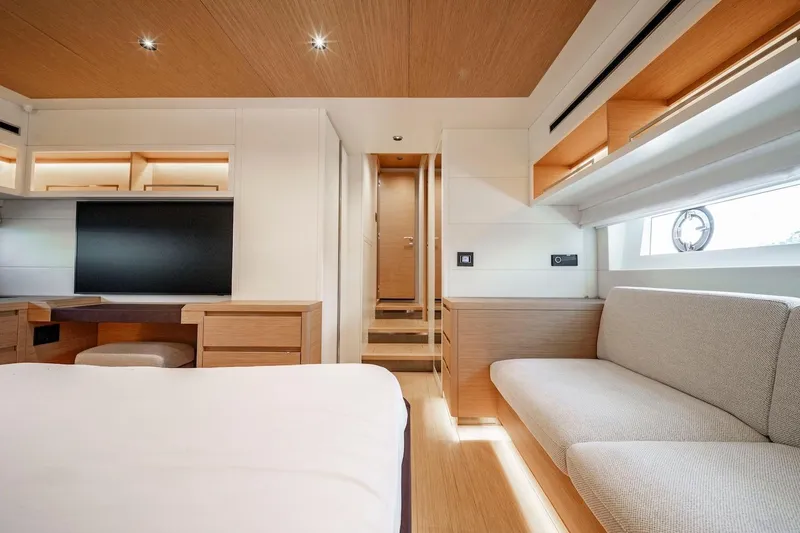 Slide: The Image of Luxurious interior of 2023 Pardo Yachts E60, featuring a modern bedroom design. - 43