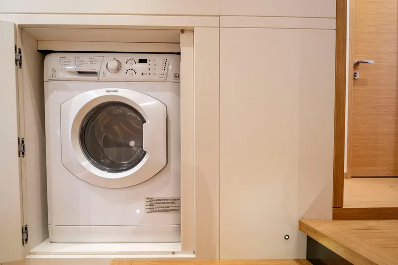 Slide: The Image of Modern shower area in 2023 Pardo Yachts E60, featuring sleek design and wood accents. - 51