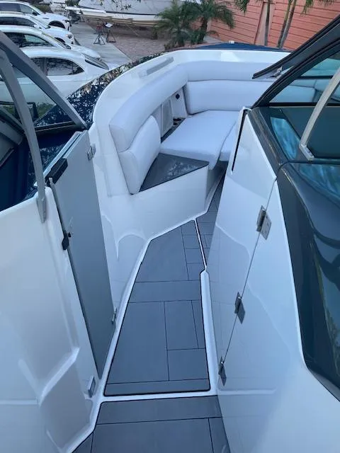Slide: The Image of 2022 Aviara AV 32-OB boat interior with sleek seating and modern design. - 28