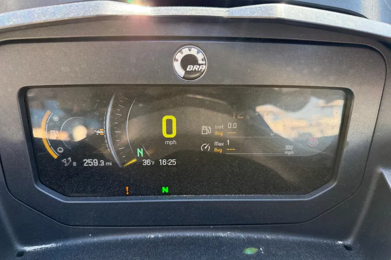 Slide: The Image of 2024 Sea-Doo FishPro Trophy 170 dashboard displaying speed, mileage, and temperature. - 9