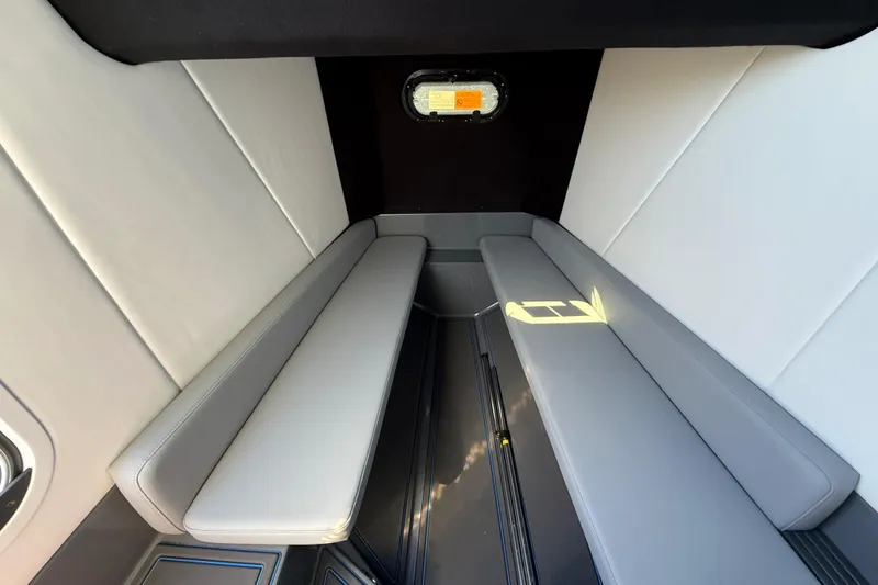 Slide: The Image of Interior cabin of 2026 Sunsation 32 CCX boat with sleek seating and modern design. - 27