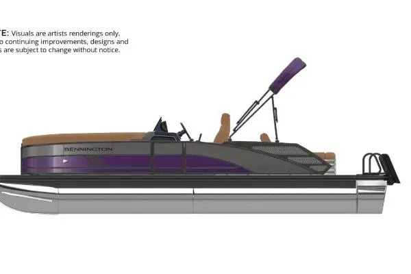 The Image of 2026 Bennington 22 MSB pontoon boat, side view, sleek design, purple accents. - 1
