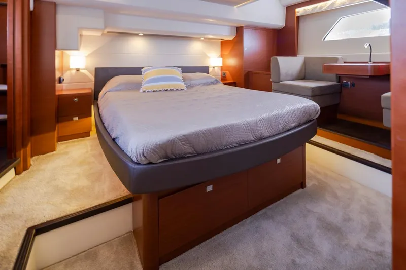 Slide: The Image of Luxurious bedroom interior of 2017 Prestige 560 yacht with modern design. - 22