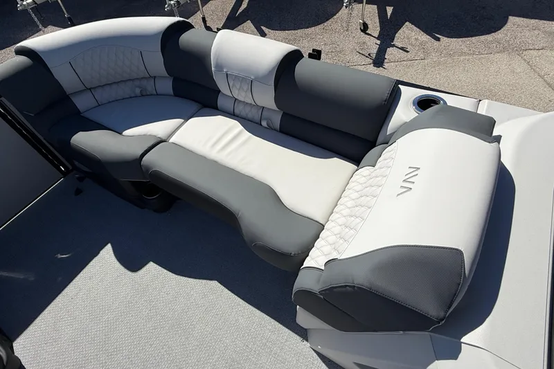 Slide: The Image of Luxurious seating on 2026 Avalon 2385 Catalina Quad Lounger, Tri Toon High Performance boat. - 14