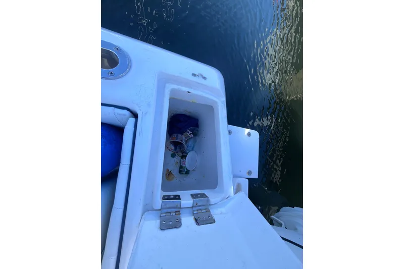 Slide: The Image of 2008 Intrepid 370 Cuddy boat deck with water reflection. - 75