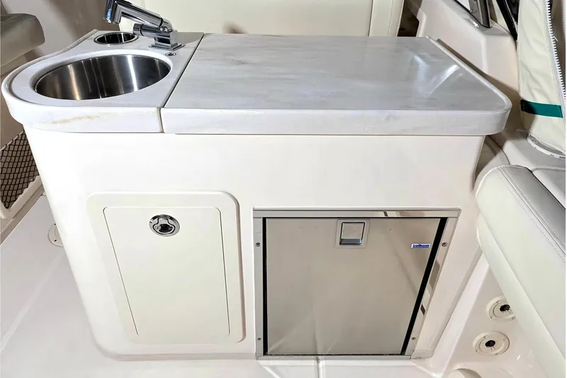 Slide: The Image of Interior of 2019 Grady-White Freedom 307 with sink and countertop. - 15