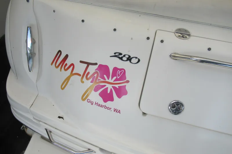 Slide: The Image of 2001 Searay 280 Sundancer boat with "My Ty" logo, Gig Harbor, WA. - 44