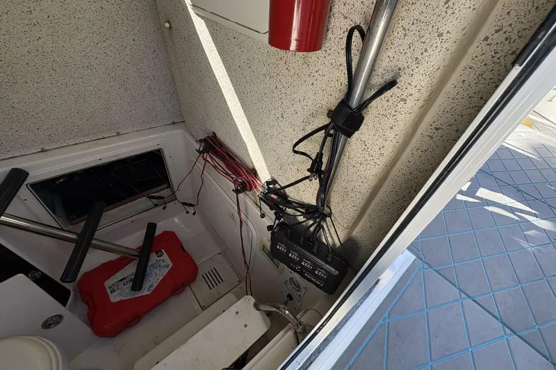 Slide: The Image of Interior view of 2008 Wellcraft 35 Scarab Sport boat showing wiring and equipment. - 71